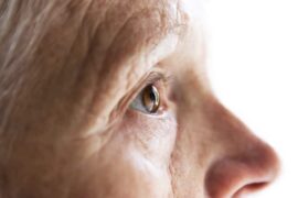 Closeup of older persons face profile