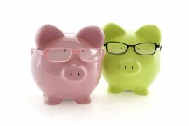 Piggy Banks wearing glasses